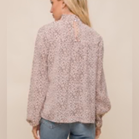 NWT Hem & Thread Cheetah Frills Smocked Ivory Mocha Bohemian Top Blouse - Picture 4 of 11